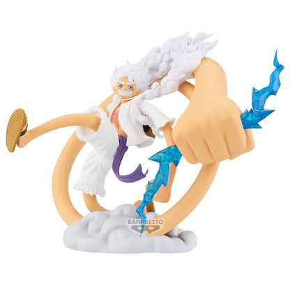 Figura de Monkey D. Luffy Gear 5 de One Piece con efectos azules