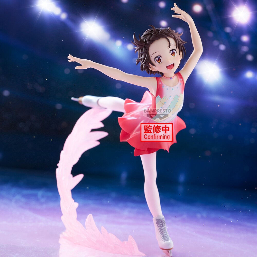 Figura de Inori Yuitsuka de BANPRESTO patinando sobre una base rosa - 3