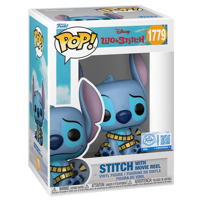 Figura Funko POP! de Stitch con rollo de película en caja