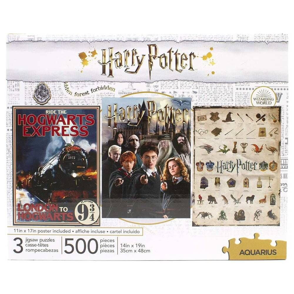 Set de 3 puzzles Harry Potter de 500 piezas Aquarius