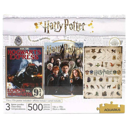 Set de 3 puzzles Harry Potter de 500 piezas Aquarius