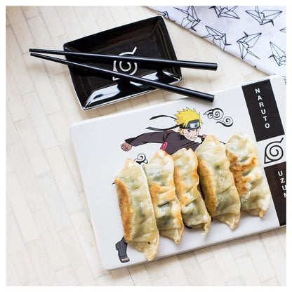 Set de sushi Naruto Shippuden con platillo, cuenco y palillos negros