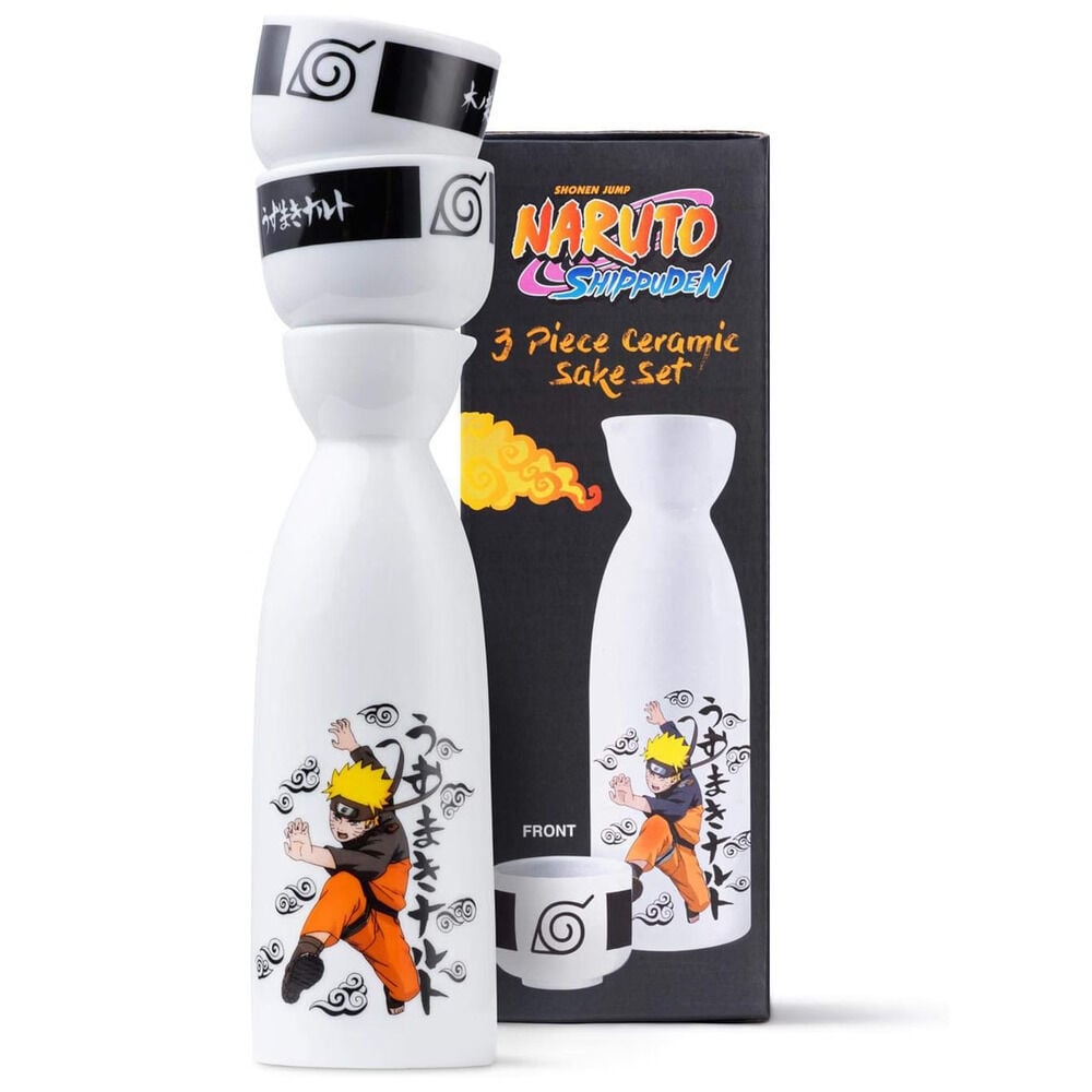 Set de sake Naruto Shippuden con botella y dos vasos de cerámica