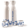 Set de sake Dragon Ball con jarra y dos vasos de cerámica blancos y azules