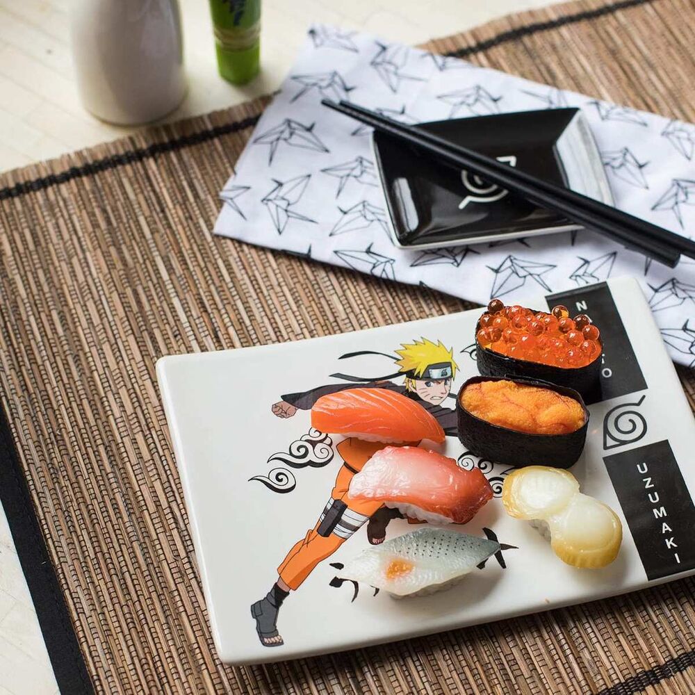 Set de sushi Naruto Shippuden con platillo, cuenco y palillos negros - 2