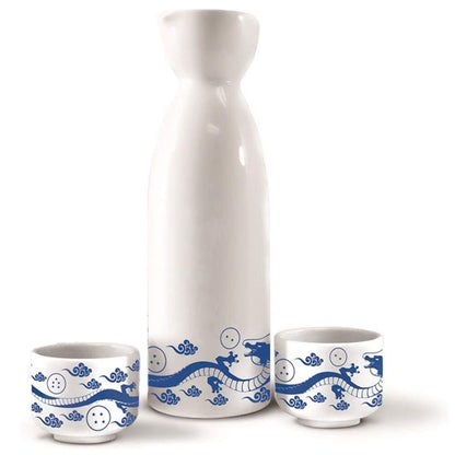 Set de sake Dragon Ball con jarra y dos vasos de cerámica blancos y azules - 2