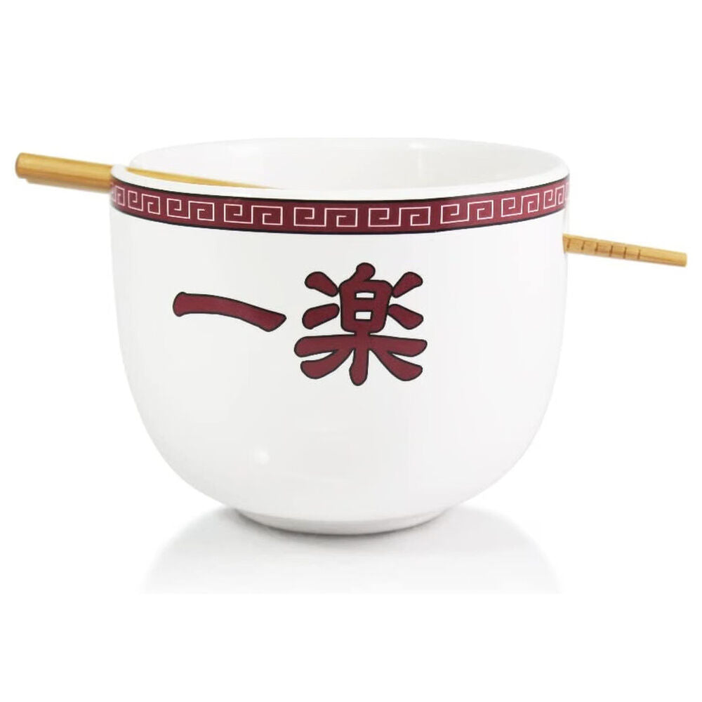 Bowl blanco de Naruto Shippuden con Naruto, Sakura, Sasuke y palillos - 2