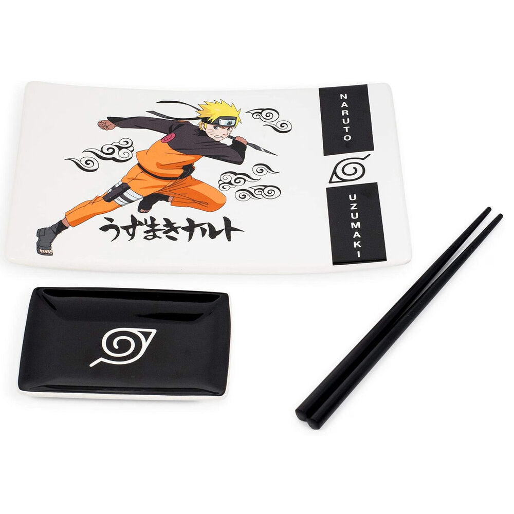 Set de sushi Naruto Shippuden con platillo, cuenco y palillos negros - 4