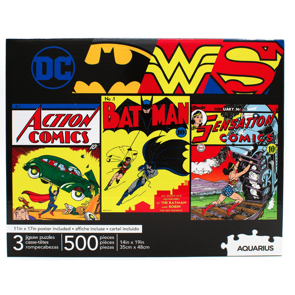 Set de tres puzles AQUARIUS de DC Comics con Batman, Superman y Wonder Woman