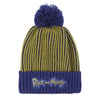 Gorro de punto Rick and Morty azul y amarillo con pompón