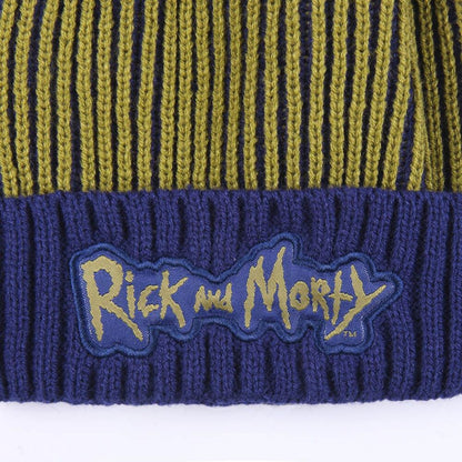 Gorro de punto Rick and Morty azul y amarillo con pompón - 3