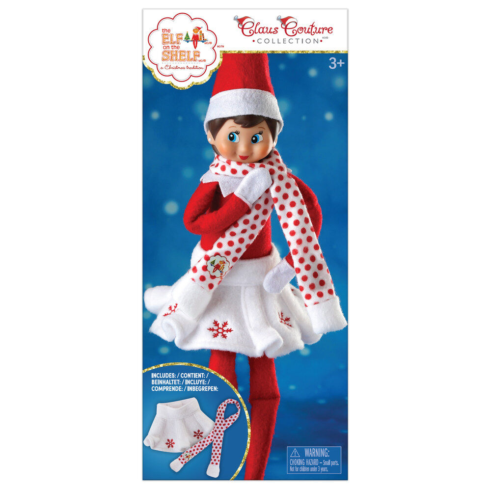 Falda blanca y bufanda con lunares rojos para elfo - 2
