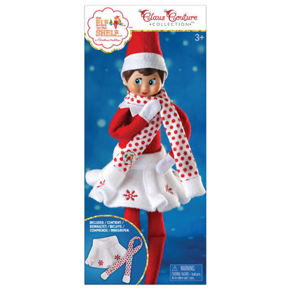 Falda blanca y bufanda con lunares rojos para elfo - 2