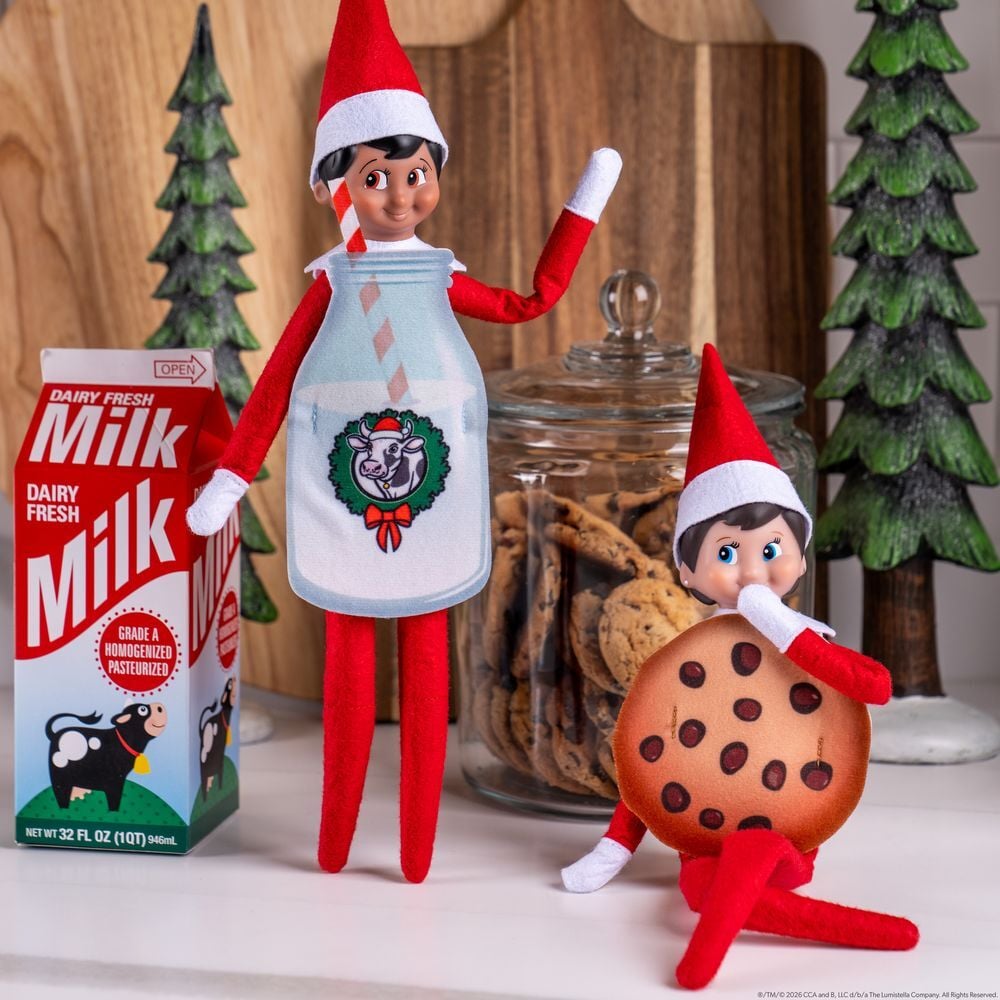 Vestuario para Elfo con diseño de galleta y botella de leche - 4