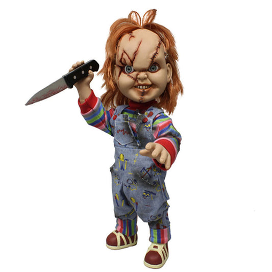 Figura parlante de Chucky de 38 cm con ropa de tela y cuchillo - 2