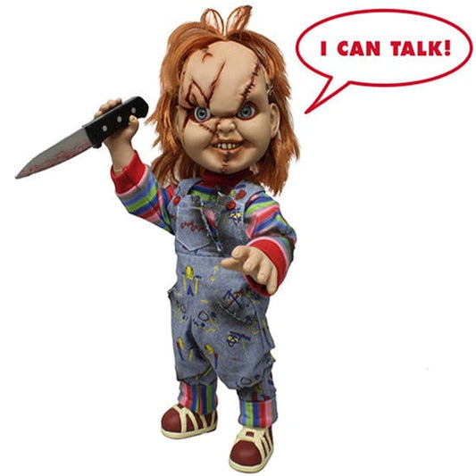Figura parlante de Chucky de 38 cm con ropa de tela y cuchillo - 5