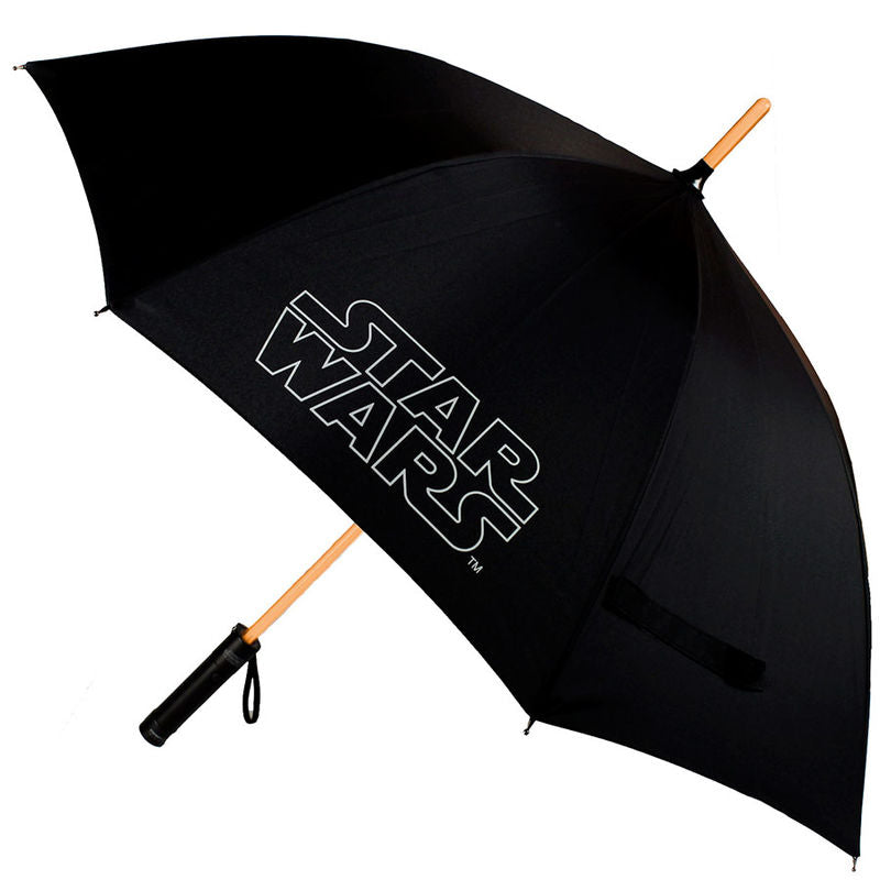 Paraguas negro Star Wars con efecto espada láser y mango con linterna - 3