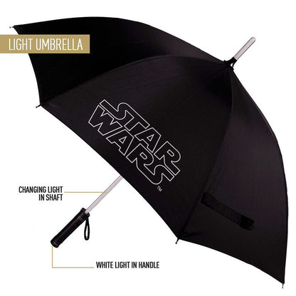 Paraguas negro Star Wars con efecto espada láser y mango con linterna - 5