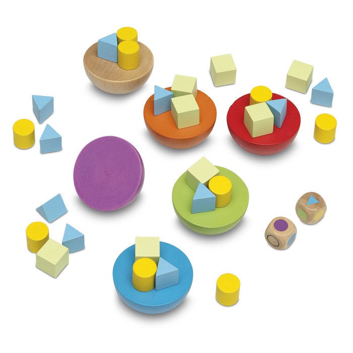 Juego Equilibry CAYRO con bases de colores y piezas geométricas