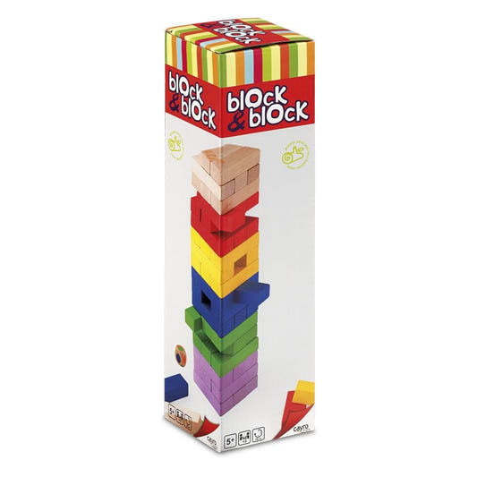 Juego CAYRO Block & Block con torre de bloques de madera de colores - 2