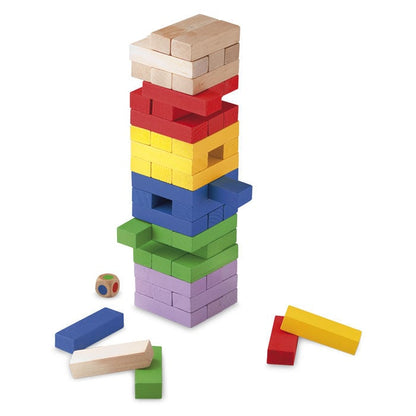 Juego CAYRO Block & Block con torre de bloques de madera de colores