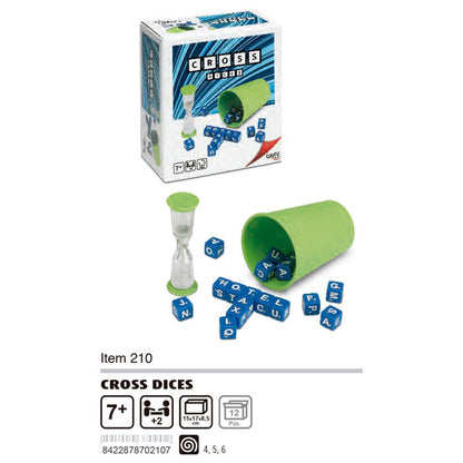 Juego Cross Dices de Cayro con dados de letras, cubilete y reloj de arena - 3