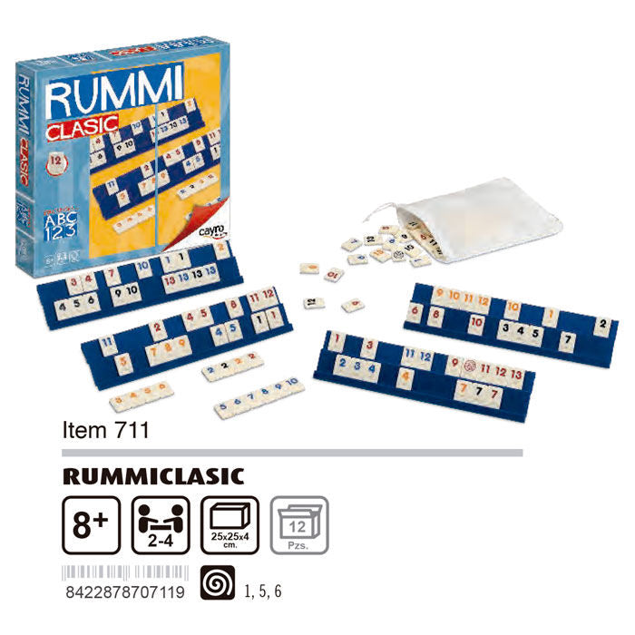 Caja del juego de mesa Cayro Rummi Clasic con fichas numeradas de colores - 3