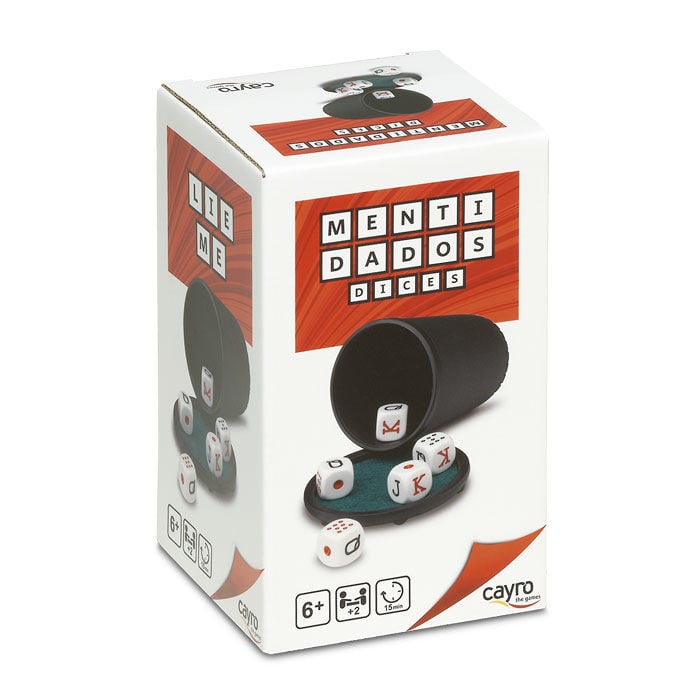 Juego Mentidados de CAYRO con cubilete y dados de póker