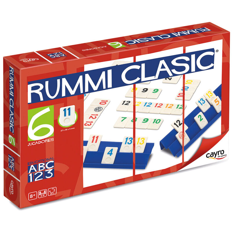 Caja del juego Rummi Classic Plus CAYRO con fichas grandes y 6 atriles