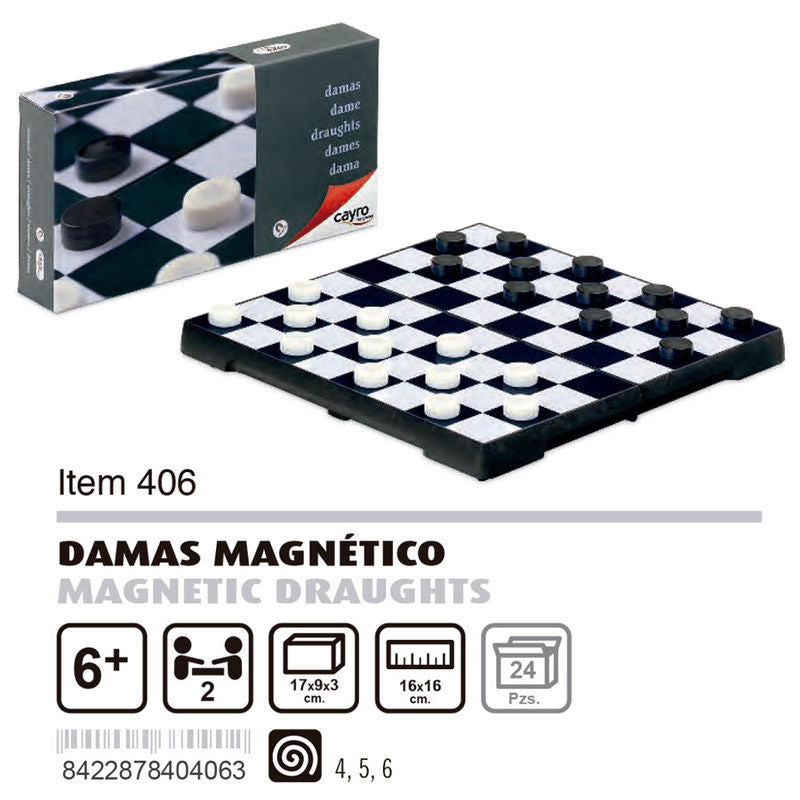 Juego de damas magnético CAYRO con tablero blanco y negro - 3