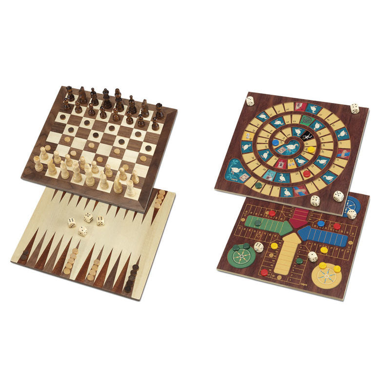 Caja CAYRO 5 Juegos de madera con tablero de ajedrez y piezas - 2