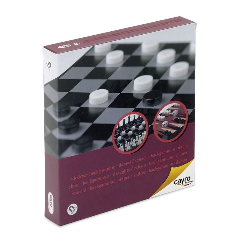 Caja de juego magnético CAYRO con ajedrez, damas y backgammon