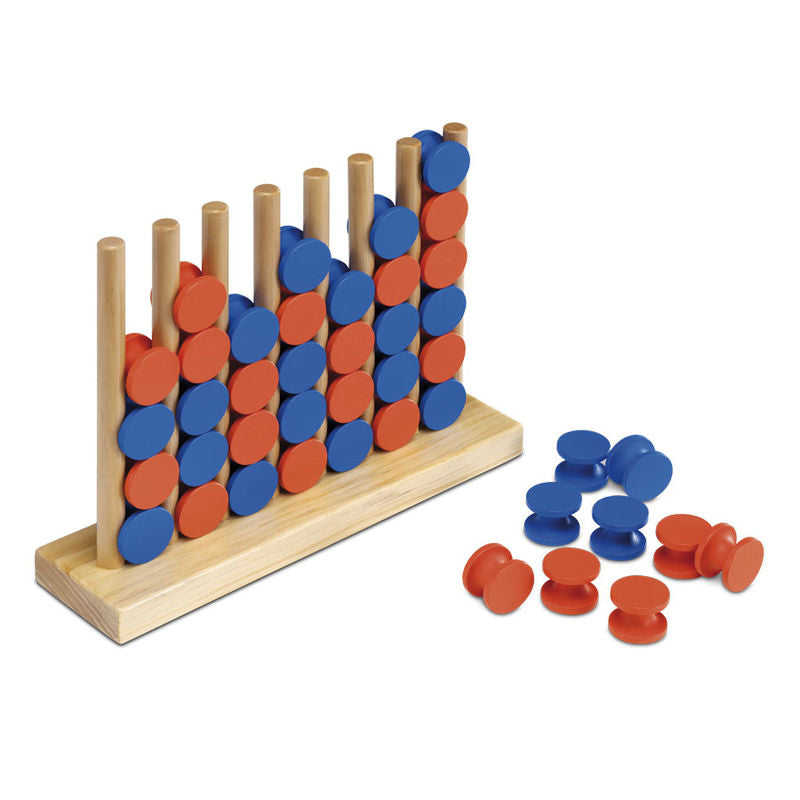 Juego Acierta 4 de madera CAYRO con fichas rojas y azules
