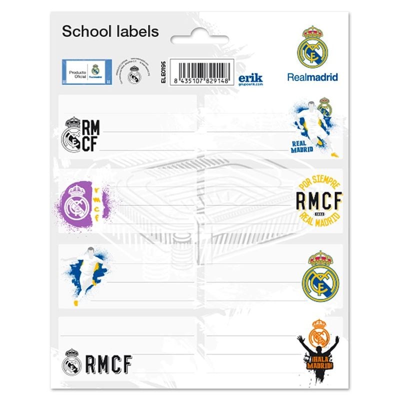 Etiquetas adhesivas Real Madrid ERIK con diseños variados