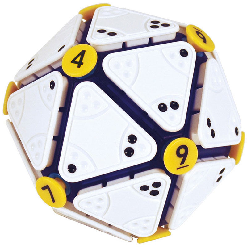 Caja del juego Icosoku con piezas triangulares y botones numerados - 2