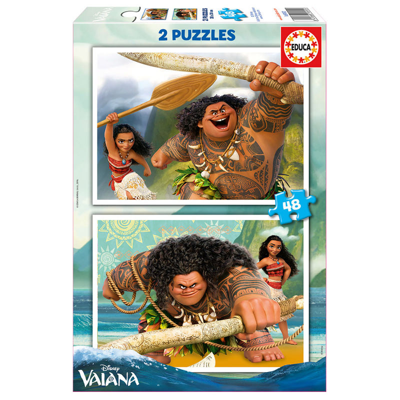 Caja con dos puzzles Disney de Vaiana y Maui de 48 piezas