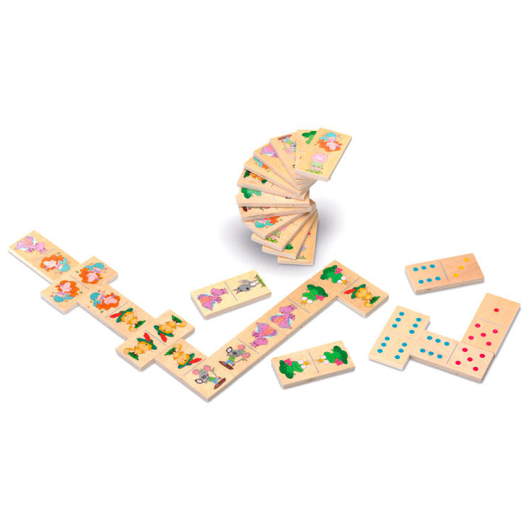 Caja del dominó infantil Cayro con piezas de madera reversibles - 3
