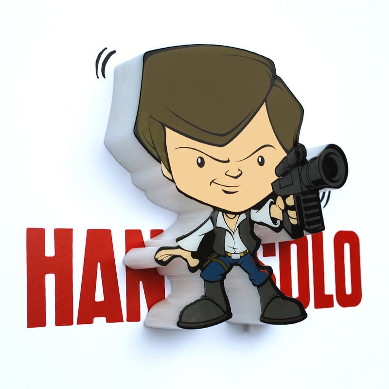 Lámpara LED 3D mini de Han Solo con su bláster