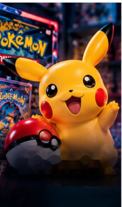 Figura de Pikachu con cartas coleccionables Pokémon en BigFanStore.